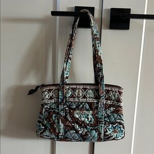 Vera Bradley Teal and Brown Patterned Shoulder Bag